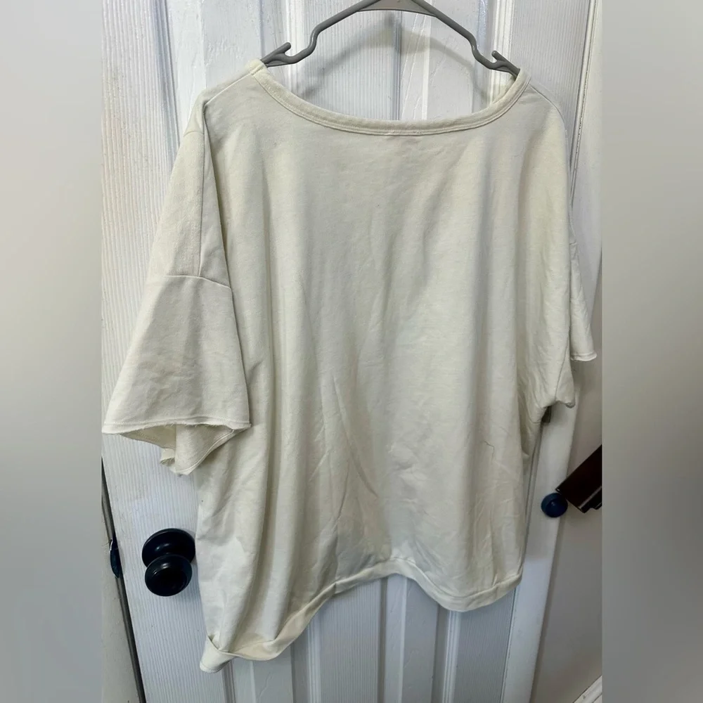 Bibi Oversized Boxy Cut Stars and Stripes Cream Top, Med - Picture 4 of 4